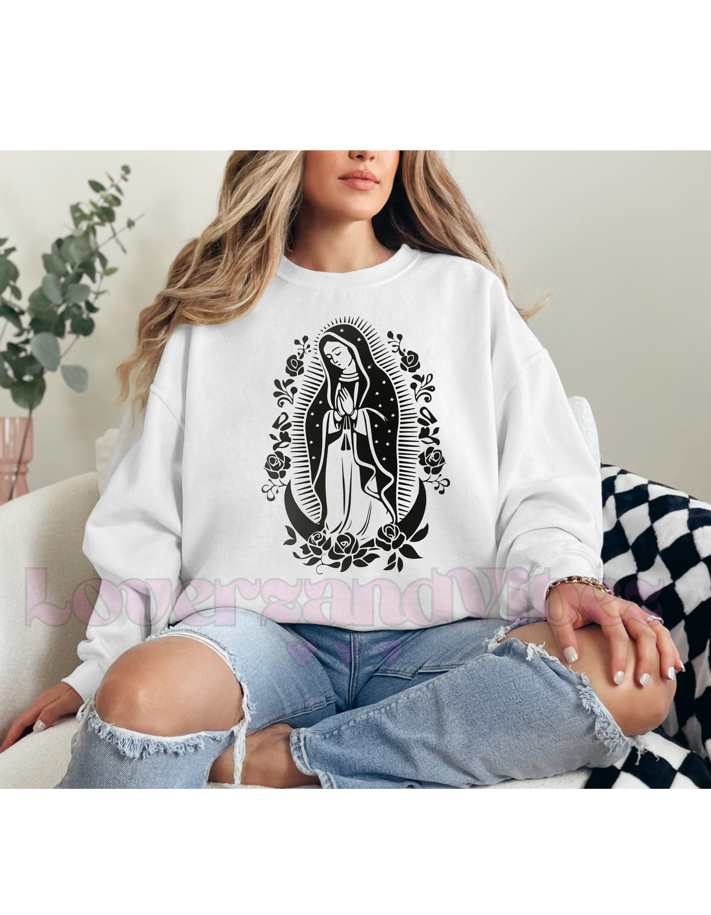 Black Virgin Mary Crewneck Design