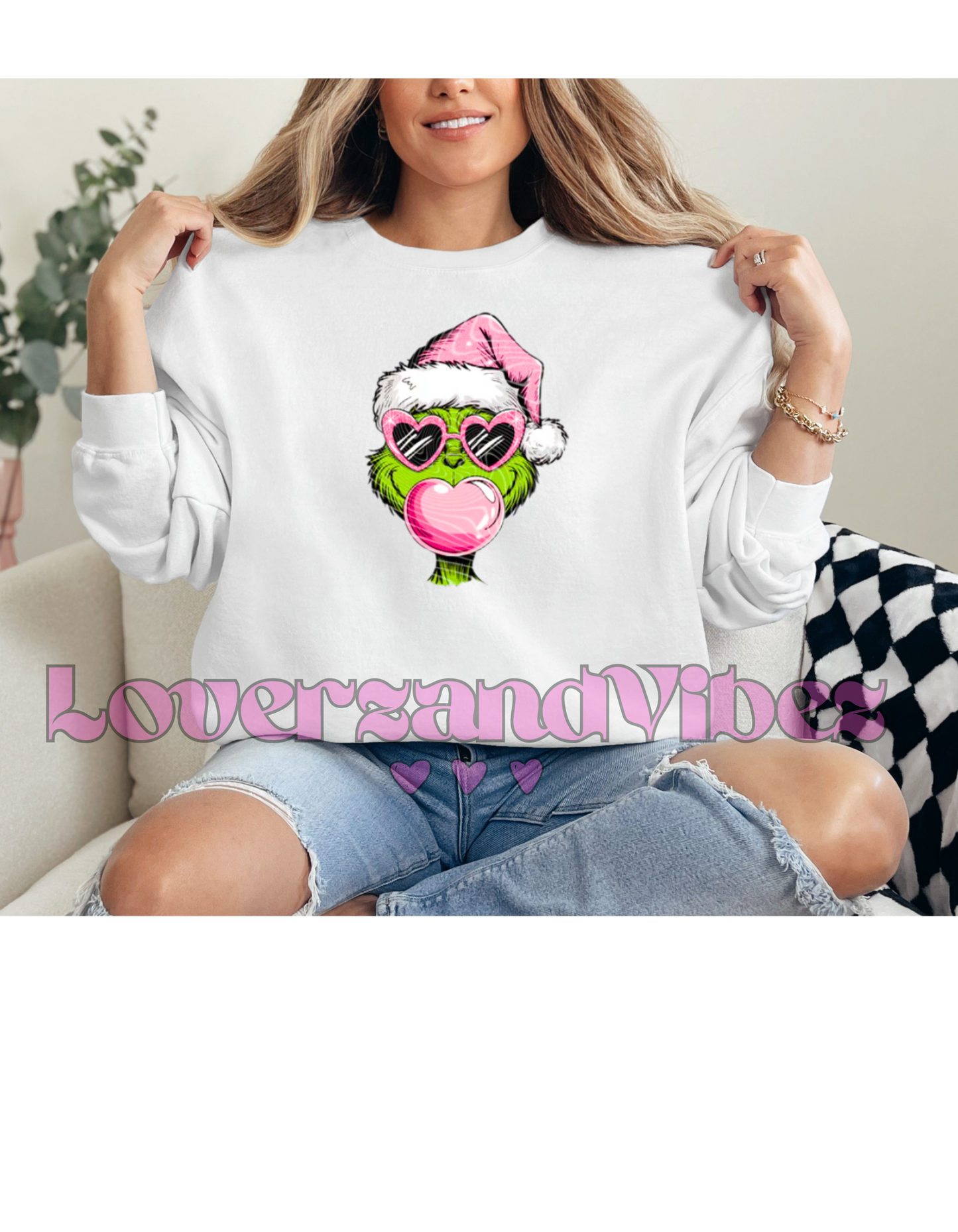 Grinch Bubblegum Christmas Crewneck