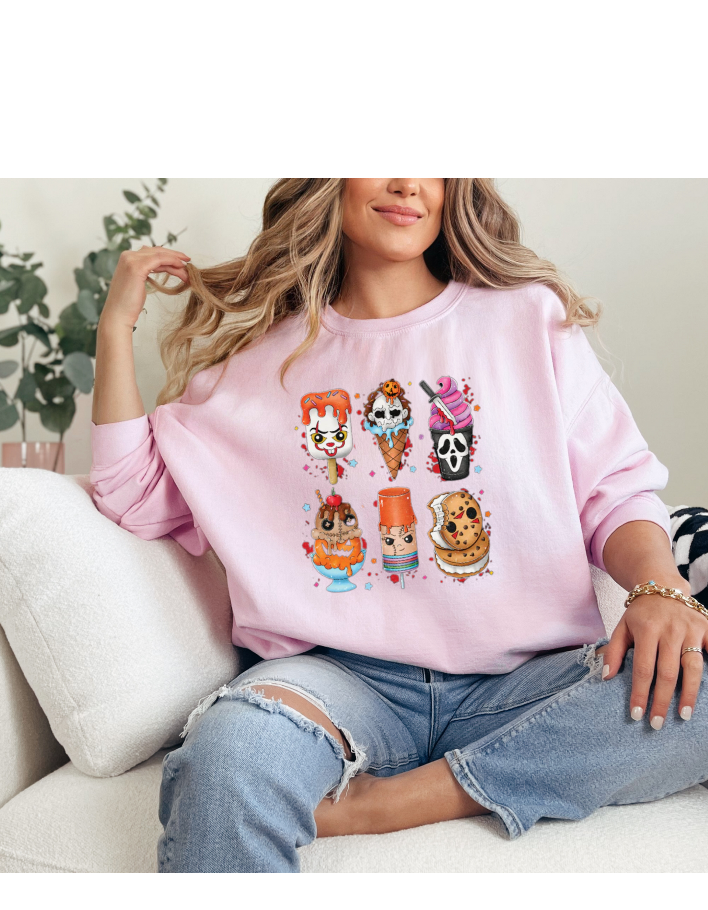Popsicle Halloween Pink Crewneck