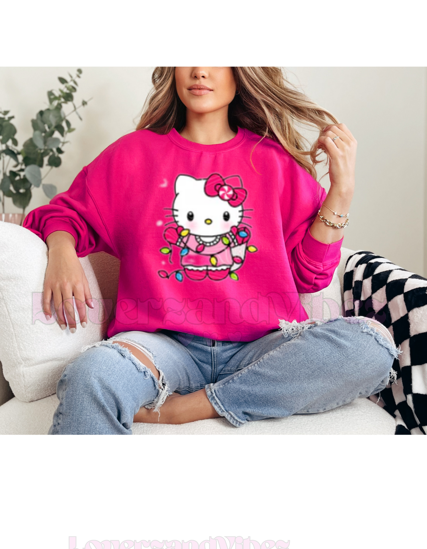 H Kitty Xmas Lights Crewneck