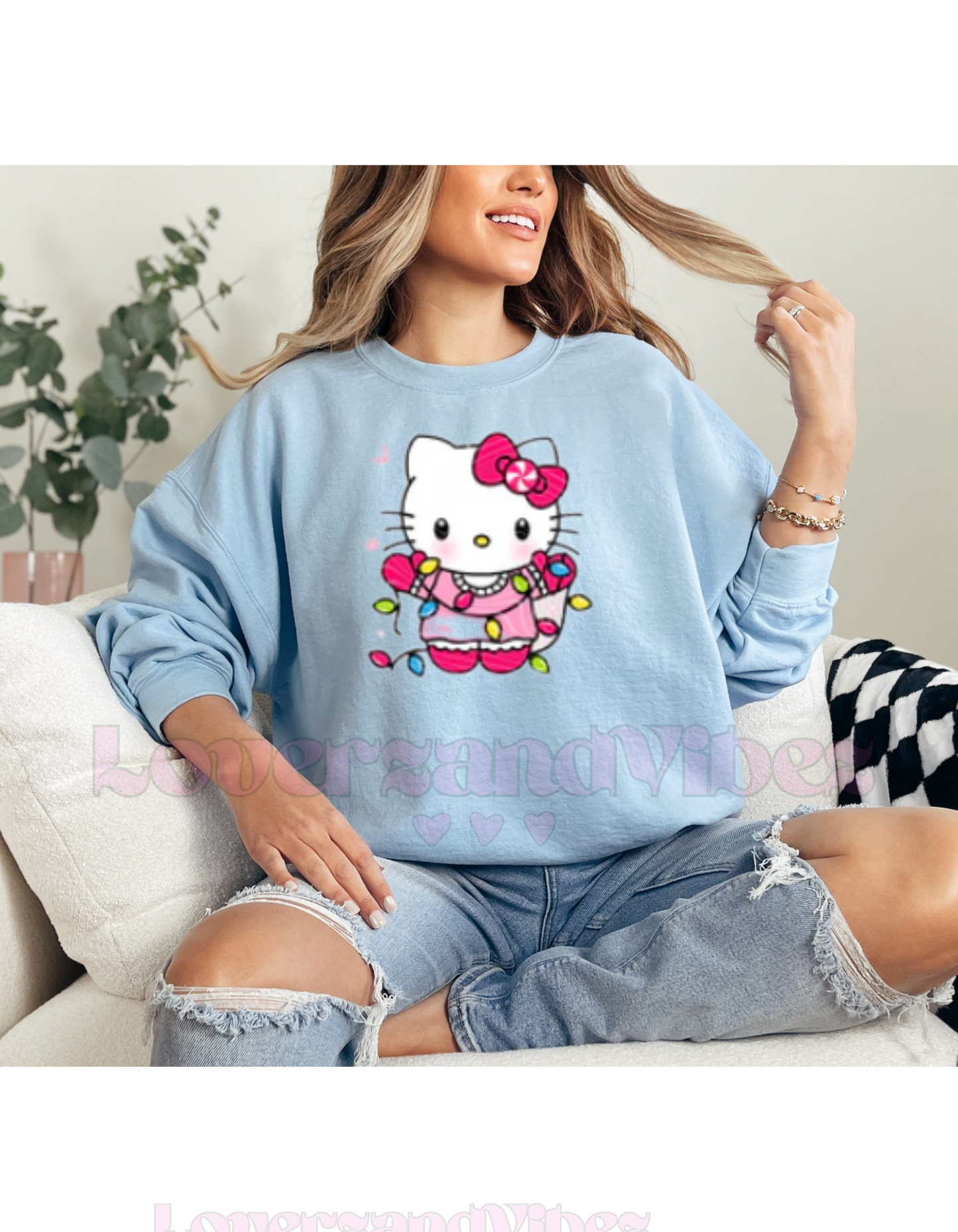 H Kitty Xmas Lights Crewneck