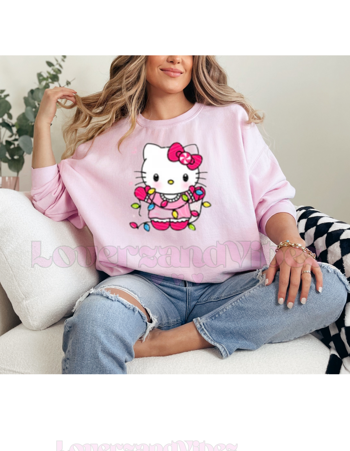 H Kitty Xmas Lights Crewneck